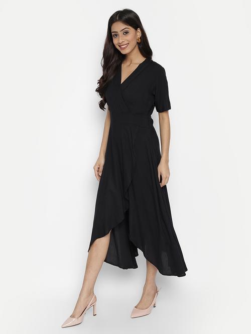 solids rayon asymmetric dress - 19336411 - Very Small Image - 1