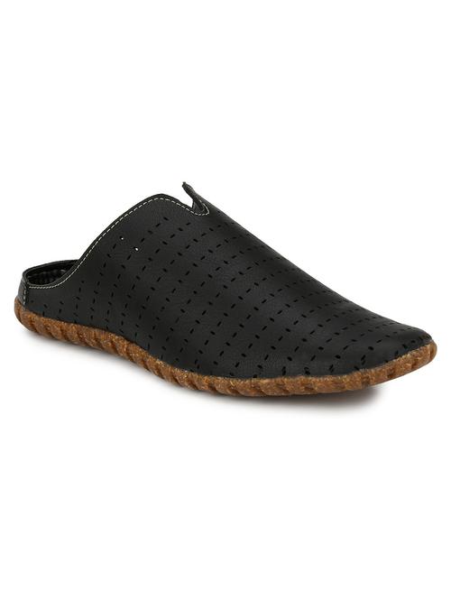 black leatherette slip on sandals - 19337260 - Very Small Image - 1