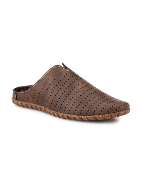brown leatherette slip on sandals - 19337266 - Very Small Image - 1