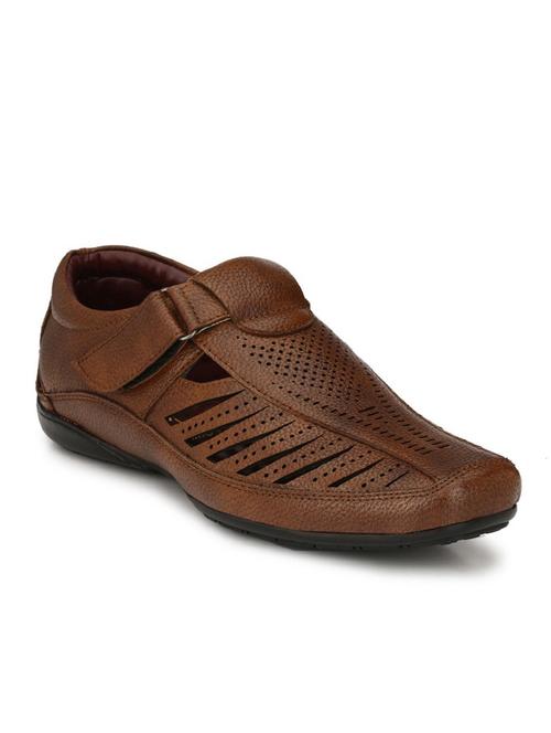 tan leatherette slip on sandals - 19337269 - Very Small Image - 1