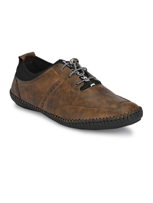 brown pu laceup slip ons - 19338728 - Very Small Image - 1