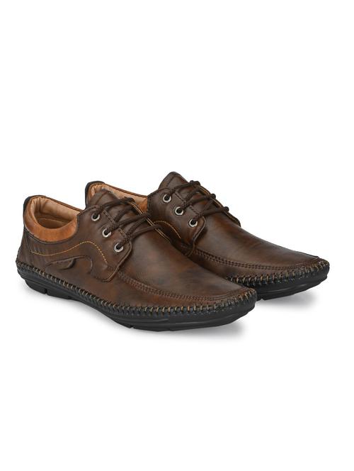 brown pu laceup slip ons - 19338744 - Very Small Image - 1
