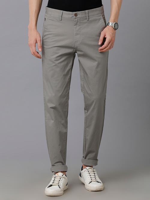 grey solid casual trouser - 19338821 - Very Small Image - 1