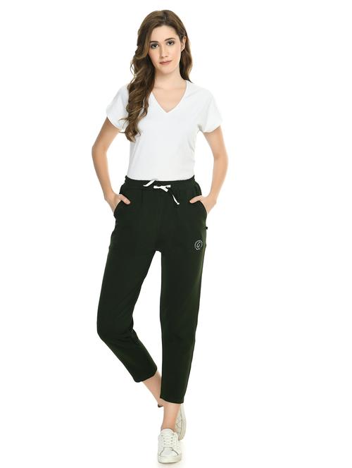 bottle green solid track pant - 19338979 - Very Small Image - 1