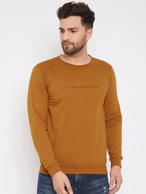 brown round neck regular sweatshirt - 19340122 - Very Small Image - 1