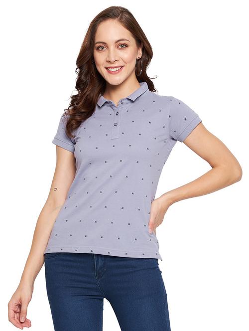 purple printed polo t-shirt - 19342136 - Very Small Image - 1