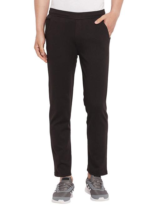 black solid ankle length track pant - 19342342 - Very Small Image - 1