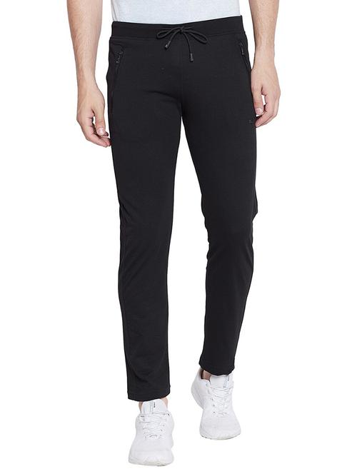 black solid ankle length track pant - 19342349 - Very Small Image - 1