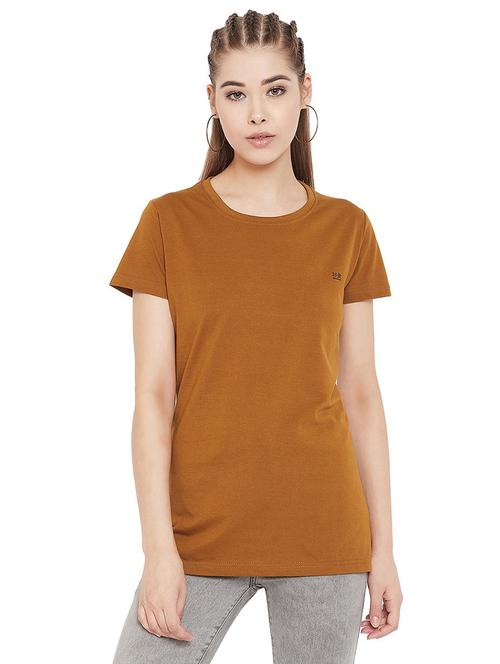 brown solid t-shirt - 19342721 - Very Small Image - 1
