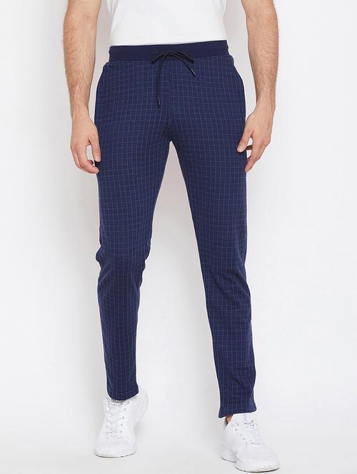 dark blue cotton blend ankle length track pant - 19342779 - Very Small Image - 1