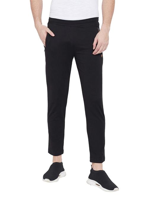 black solid ankle length track pant - 19342845 - Very Small Image - 1