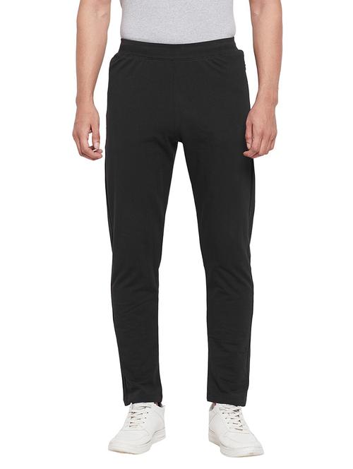 black solid ankle length track pant - 19342925 - Very Small Image - 1
