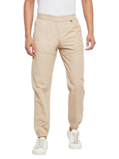 beige solid ankle length jogger - 19342966 - Very Small Image - 1