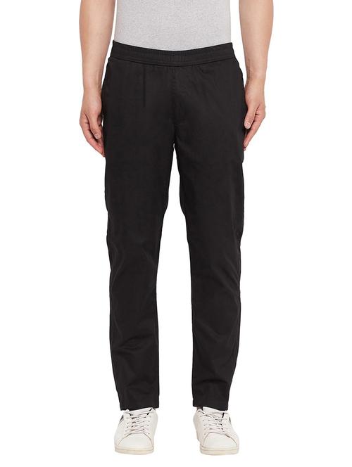 black solid ankle length track pant - 19342976 - Very Small Image - 1