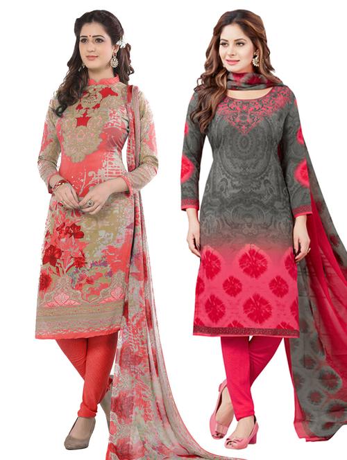 pack of 2 printed unstitched suit set - 19343100 - Very Small Image - 1