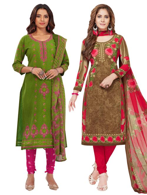 pack of 2 printed unstitched suit set - 19343107 - Very Small Image - 1