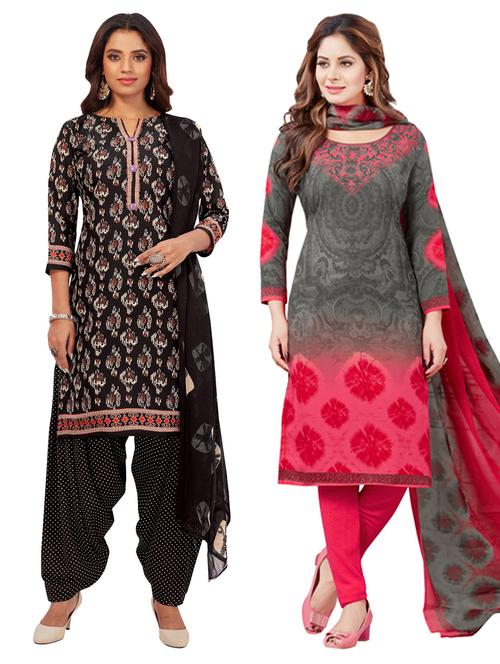 pack of 2 printed unstitched suit sets - 19343126 - Very Small Image - 1