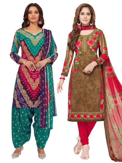 pack of 2 printed unstitched suit sets - 19343131 - Very Small Image - 1