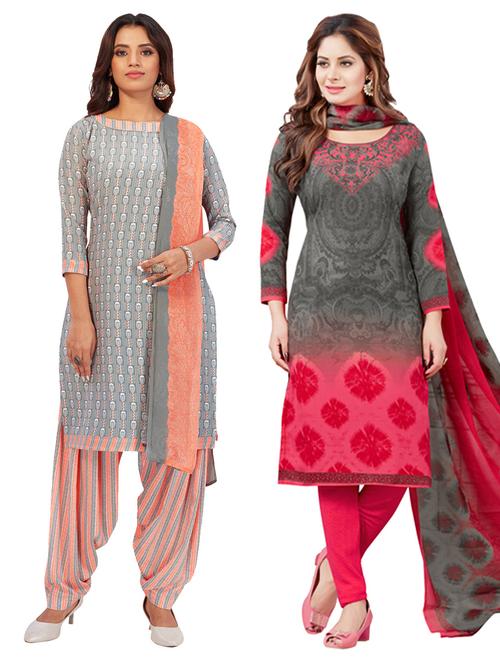 pack of 2 printed unstitched suit sets - 19343132 - Very Small Image - 1