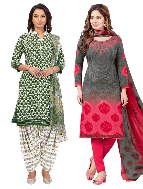 pack of 2 printed unstitched suit sets - 19343140 - Very Small Image - 1