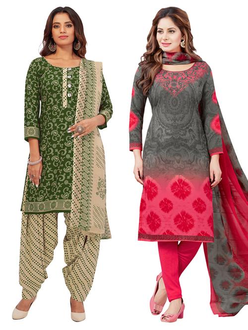 pack of 2 printed unstitched suit sets - 19343150 - Very Small Image - 1