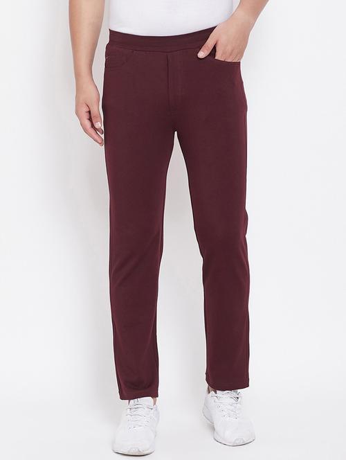 maroon solid ankle length track pant - 19344281 - Very Small Image - 1