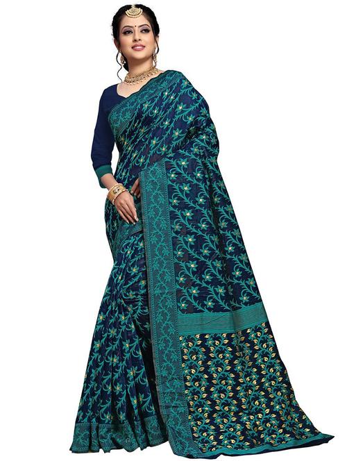 self design woven saree with blouse - 19344401 - Very Small Image - 1