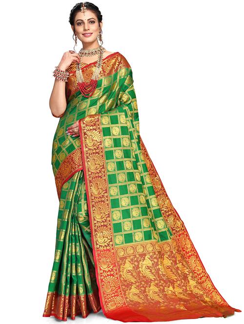 self design banarasi saree with blouse - 19344681 - Very Small Image - 1