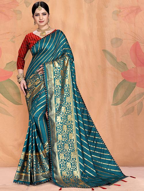 self design woven saree with blouse - 19344802 - Very Small Image - 1