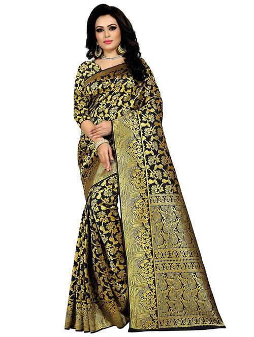 self design banarasi saree with blouse - 19344906 - Very Small Image - 1