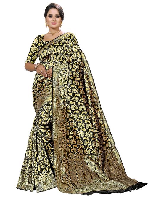 self design banarasi saree with blouse - 19344916 - Very Small Image - 1