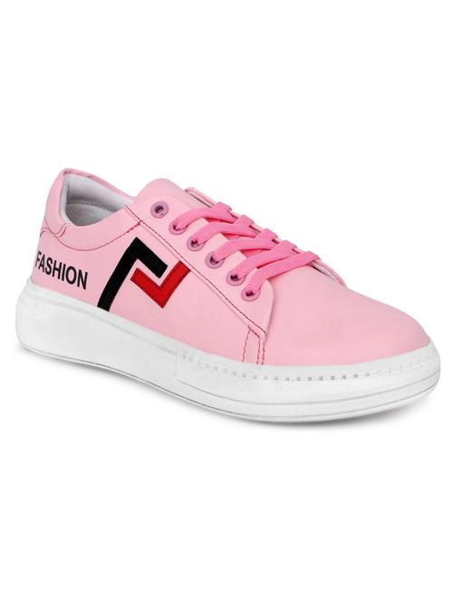 pink synthetic laceup sneakers - 19345444 - Very Small Image - 1