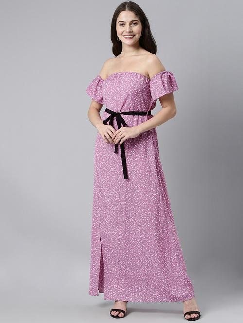 purple off shoulder maxi dress - 19345788 - Very Small Image - 1