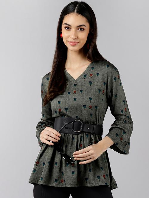 grey cotton peplum top - 19345816 - Very Small Image - 1