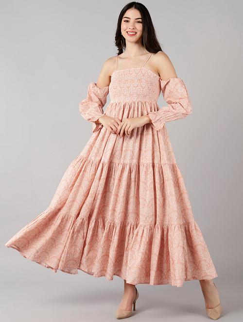 orange cotton fit & flare dress - 19345820 - Very Small Image - 1