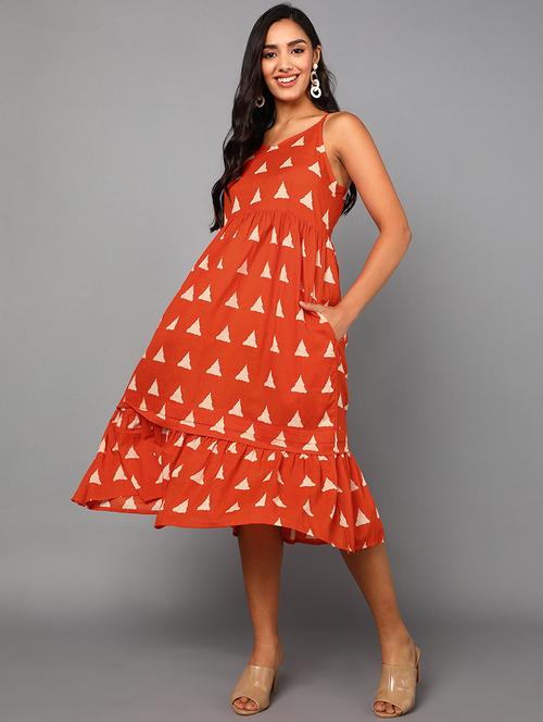 orange cotton aline dress - 19345830 - Very Small Image - 1