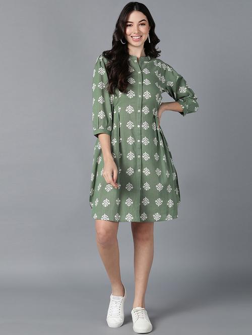 green cotton aline dress - 19345864 - Very Small Image - 1