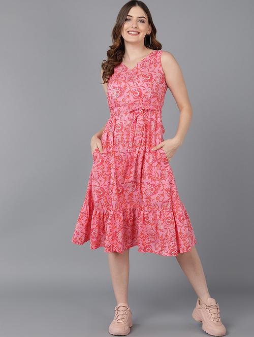 pink cotton a-line dress - 19345915 - Very Small Image - 1