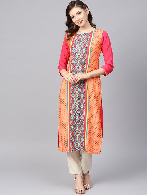 printed straight kurta - 19346063 - Very Small Image - 1