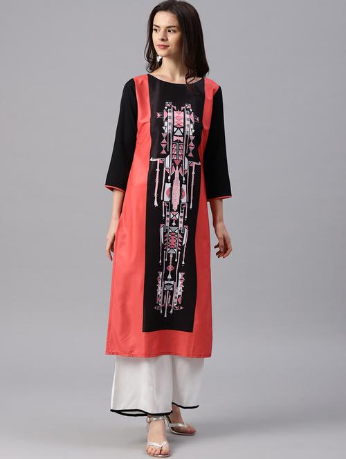 black crepe straight kurta - 19346098 - Very Small Image - 1