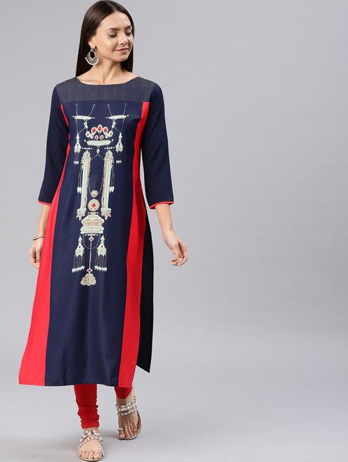 printed straight kurta - 19346110 - Very Small Image - 1