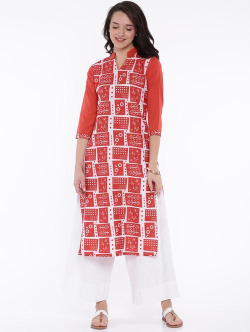 red crepe straight kurta - 19346113 - Very Small Image - 1