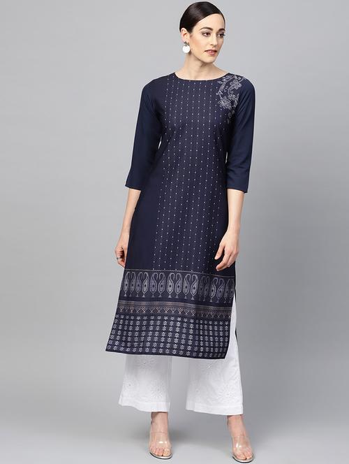 printed straight kurta - 19346163 - Very Small Image - 1
