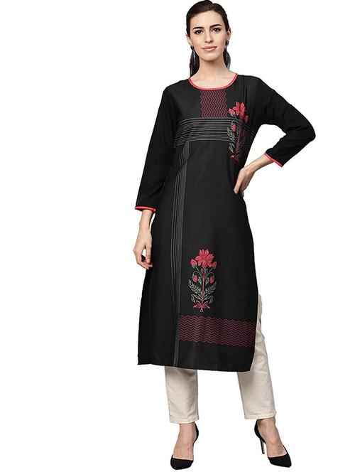 printed straight kurta - 19346172 - Very Small Image - 1