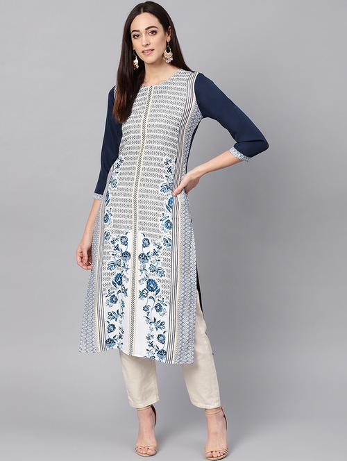printed straight kurta - 19346180 - Very Small Image - 1