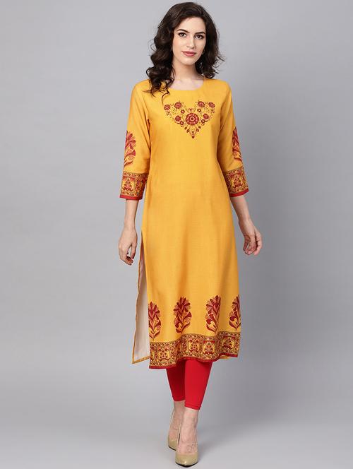 printed straight kurta - 19346187 - Very Small Image - 1