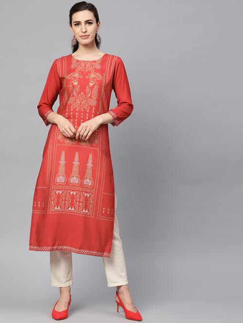 printed straight kurta - 19346189 - Very Small Image - 1