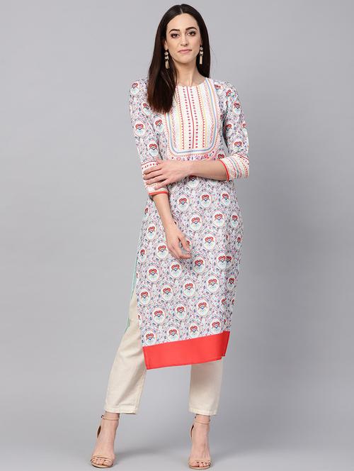printed straight kurta - 19346196 - Very Small Image - 1