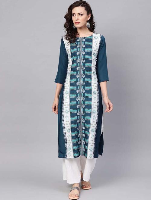 printed straight kurta - 19346203 - Very Small Image - 1
