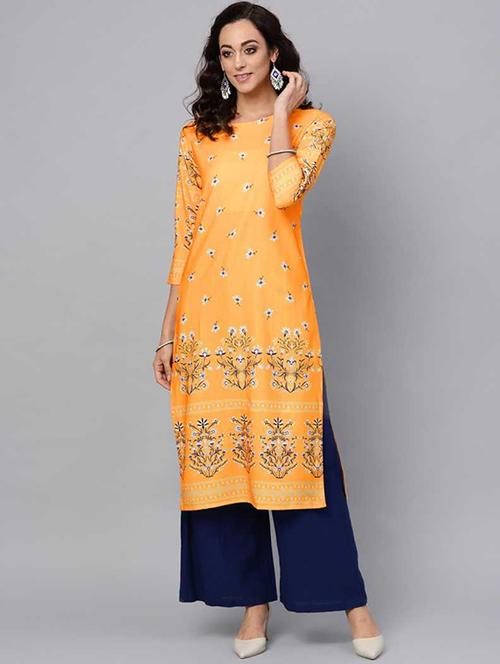 printed straight kurta - 19346204 - Very Small Image - 1